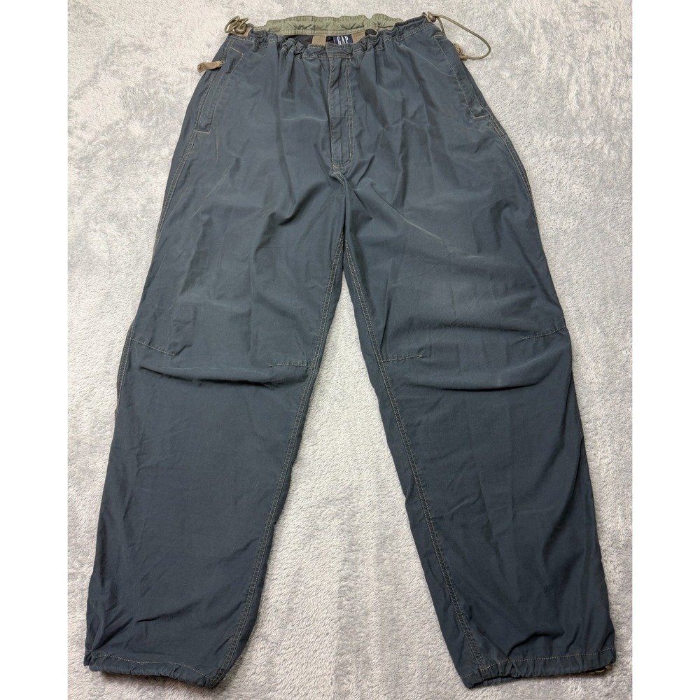Vintage GAP Pants Mens Blue Parachute Paratrooper Baggy Wide Utility Y2K 2XL